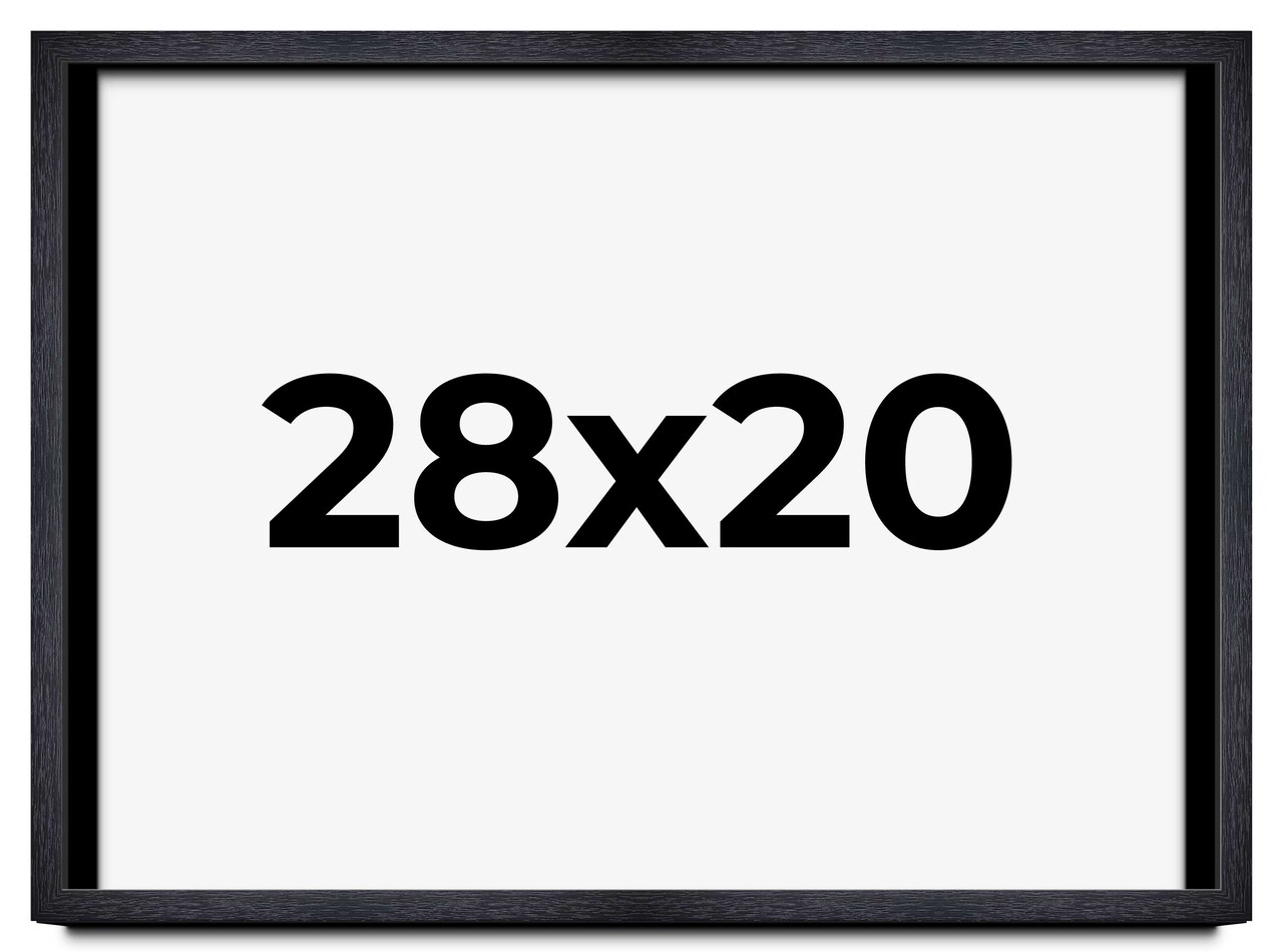 28x20 Shadow Box 1" Depth Black Picture Frame - UV Acrylic, Backing, Hanging Hardware